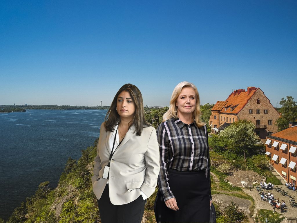 Nooshi Dadgostar och Elisabeth Thand Ringqvist på Högberga gård